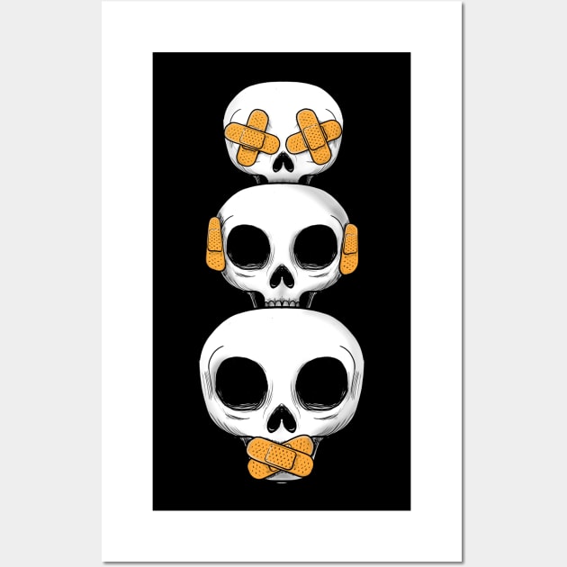 Cute Skull No Evil II Wall Art by fakeface